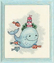 Вышивка ВК-076 Кит и красный маяк Вышивка ВК-076 Кит и красный маяк